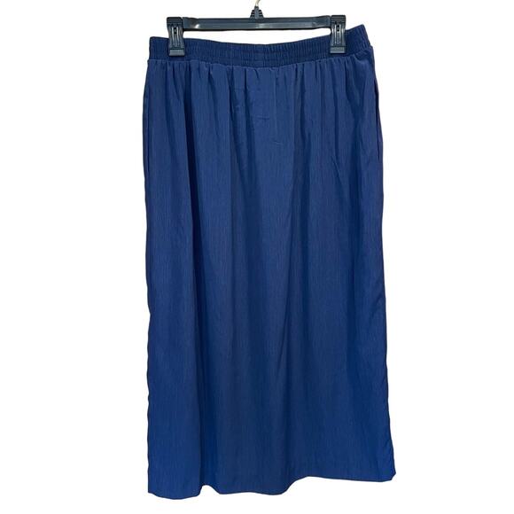 Susan Graver S.G. Sport Collection Side Button Long Slim Skirt Navy Size Large - Picture 2 of 5
